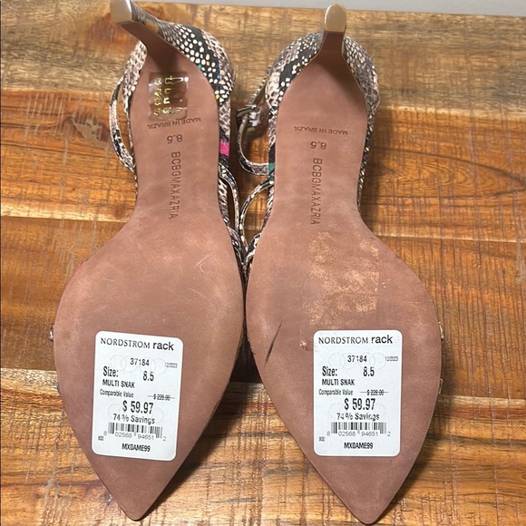 BCBG BCBGMAXAZRIA AVERY Multicolor SNAKE LEATHER HIGH HEEL SANDALS, Women’s 8.5 - Picture 5 of 6